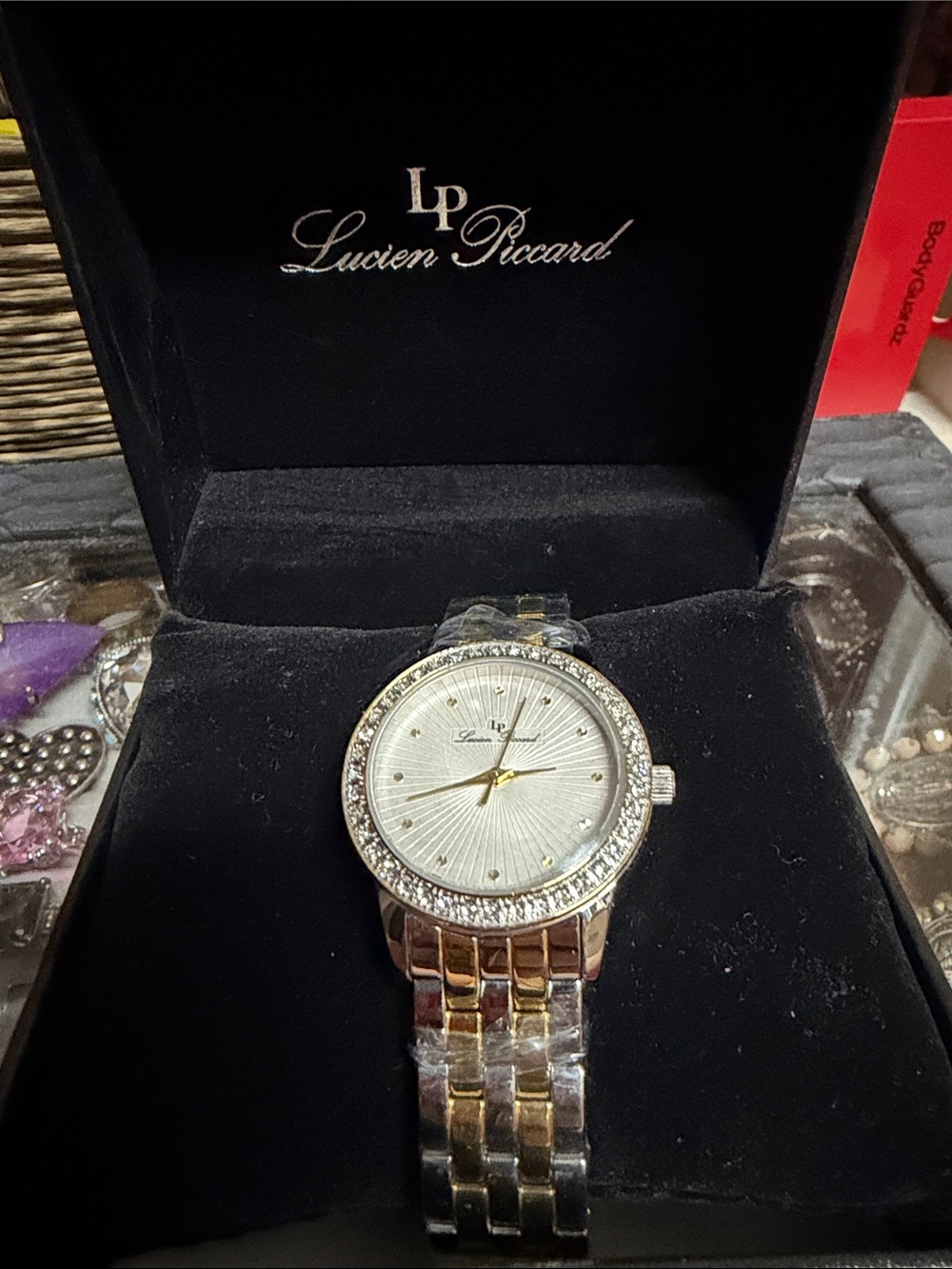 NWT Lucien Piccard Women's Two-Tone Crystal Dress Watch - Brand New!